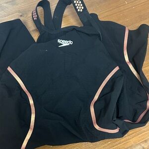 Speedo Black Swimsuit with Pink Trim
